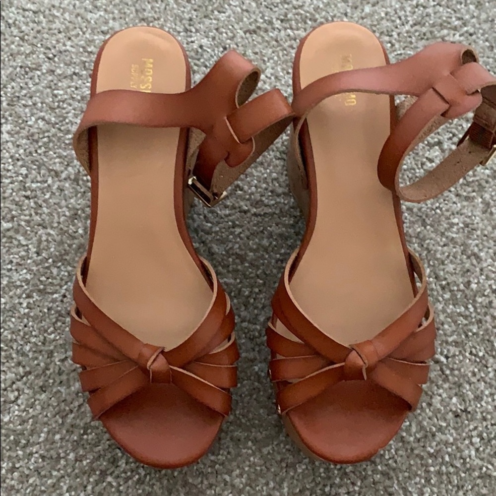 Brown corked heeled sandals